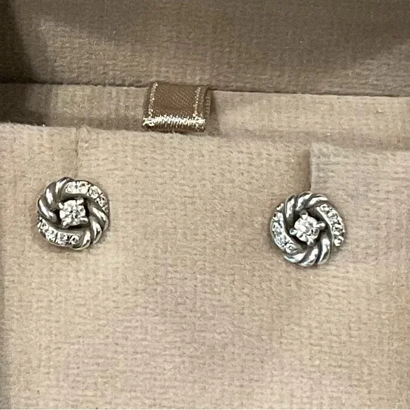 David Yurman Silver and Gold Twisted Earrings